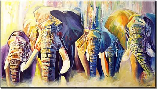 ad Arte de la Acuarela Impreso la Multitud de Elefantes Cartel de la