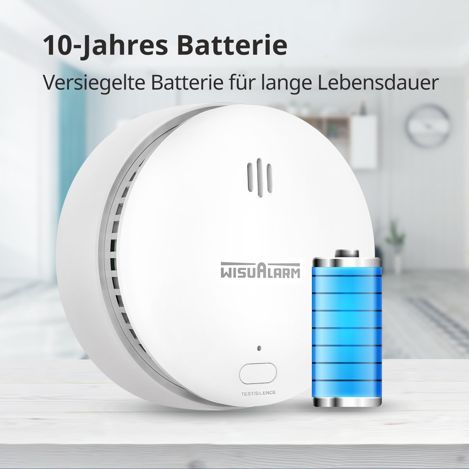 WISUALARM Rauchmelder Vernetzt, 5 Stück Vorverkettet, Rauchmelder 10 Jahre Batterie, Feuermelder Vernetzt, Rauchmelder mit Test/Silence, Alarme Durch Fernbedie 7