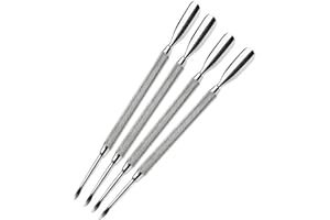 Cuticle Pusher Dual Sided - Sharp Edge Spoon Shaped Double Ended Cuticle Pusher Remover Trimmer Surgical Medical Grade Stainless Steel Manicure Pedicure Nail Art Care Tools (4 Pc Set) By Zeepk
