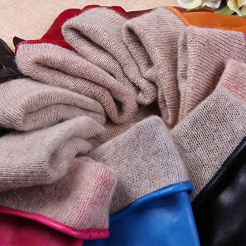 WARMEN Women's Touchscreen Texting Genuine Nappa Leather Glove Winter Warm Simple Plain Cashmere & Wool Blend Lined Gloves (X-Large (8), Black (2017 New Touchscreen/Cashmere Blend Lining))