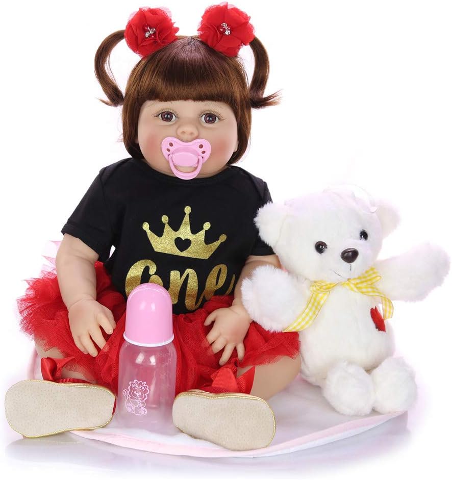 Prezzo GUALA Rebirth Baby Doll 22 '' So Really Really Reborn Baby Dolls Lavabile Companion Toy con Orsetto e Ciuccio Magnetico Offerte