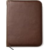Premium Maruse Leather Portfolio Padfolio - Executive Folio for Men and Women with Zipper, Folio Document Organizer, Laptop Sleeve, iPad Case and Folder - Made in Italy, Brown