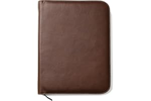 Premium Maruse Leather Portfolio Padfolio - Executive Folio for Men and Women with Zipper, Folio Document Organizer, Laptop Sleeve, iPad Case and Folder - Made in Italy, Brown