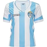 ARZA Argentina Women’s Soccer Jersey – Blue and White V‑Neck Slim Fit Fan Shirt