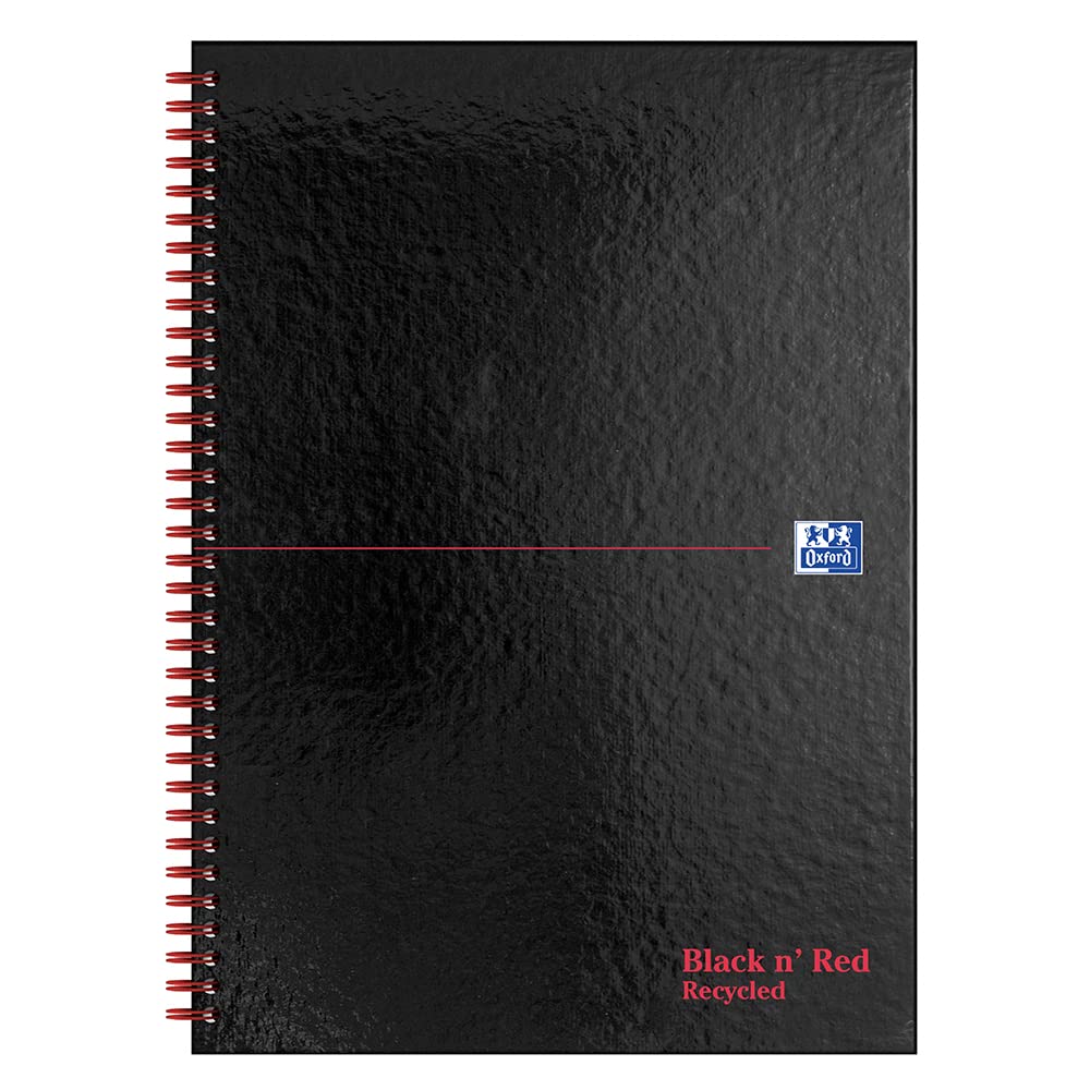 Oxford Black n' Red A5+ Matt Hardback Wirebound Notebook, Ruled with Margin, 140 Page, 1 Notebook