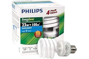 Philips 416016 CFL 23W = 100W Mini Twister Daylight (6500K) 4 Pack [packing may vary]