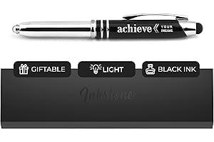 Inkstone "Achieve Your Dreams Engraved Gift Pen with LED Light and Stylus Tip Inspirational Achievement Encouragement Business Gift