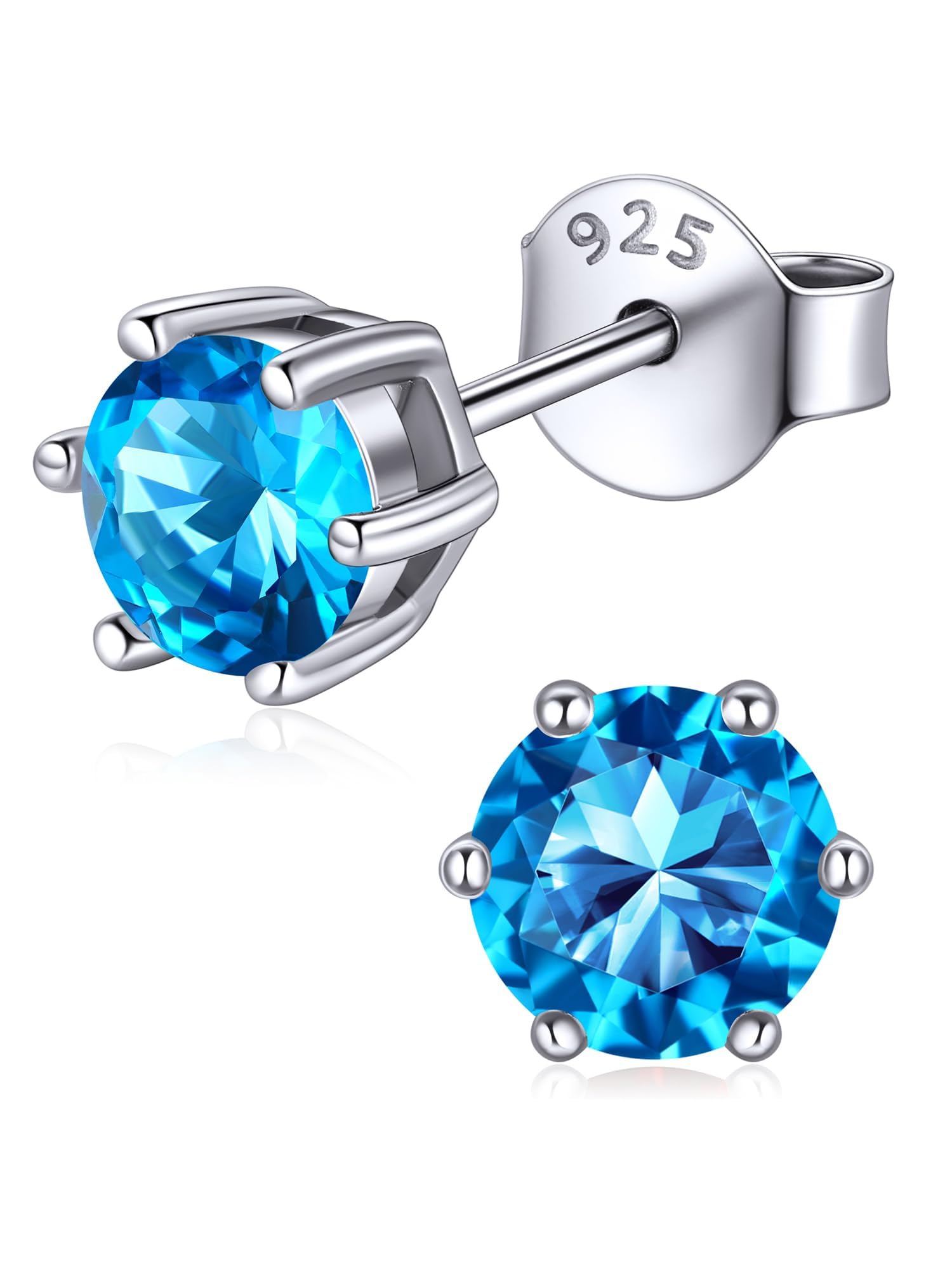ChicSilver Round CZ December Birthstone Earrings for Women Jewelry 925 Sterling Silver Cubic Zirconia Earring Studs