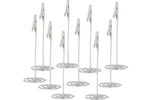 10-Piece Wire Alligator Clip Photo Stand for Crafts, Photos, memo Clips, Party Weddings, and Cake Decorating Silver