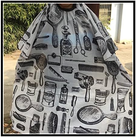 Waterproof Professional Salon Cape and Barber Cape, Salon Barber Gown Cape Hairdressing Hairdresser,Perfect for Barbershop and Beauty Shop (White with pattern)