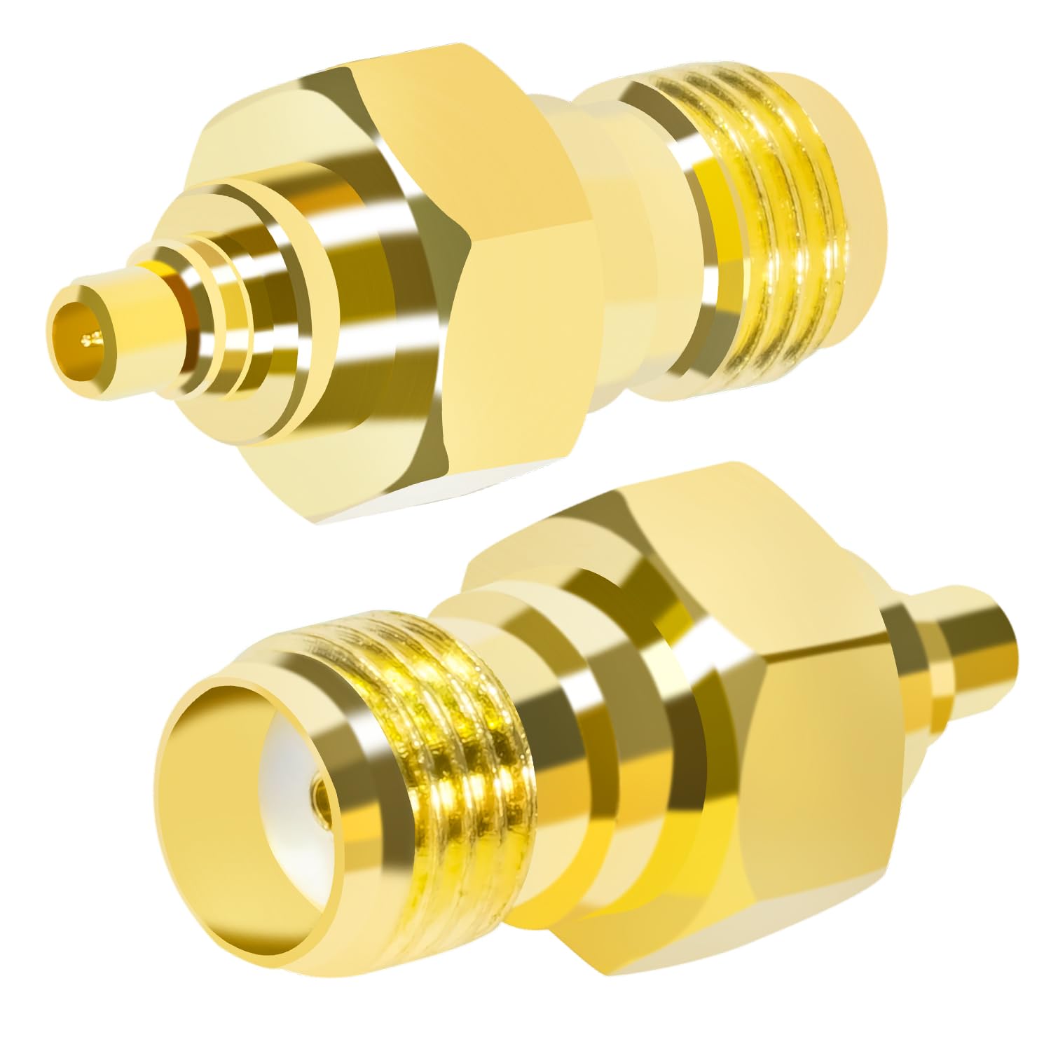 Fohevers 2 Pcs MMCX Male Plug to SMA Female Jack Adapter Nickel-plated Coaxial Connector for WLAN Router 3G/4G Module Mobile Phone GPS PDA Mini PCI