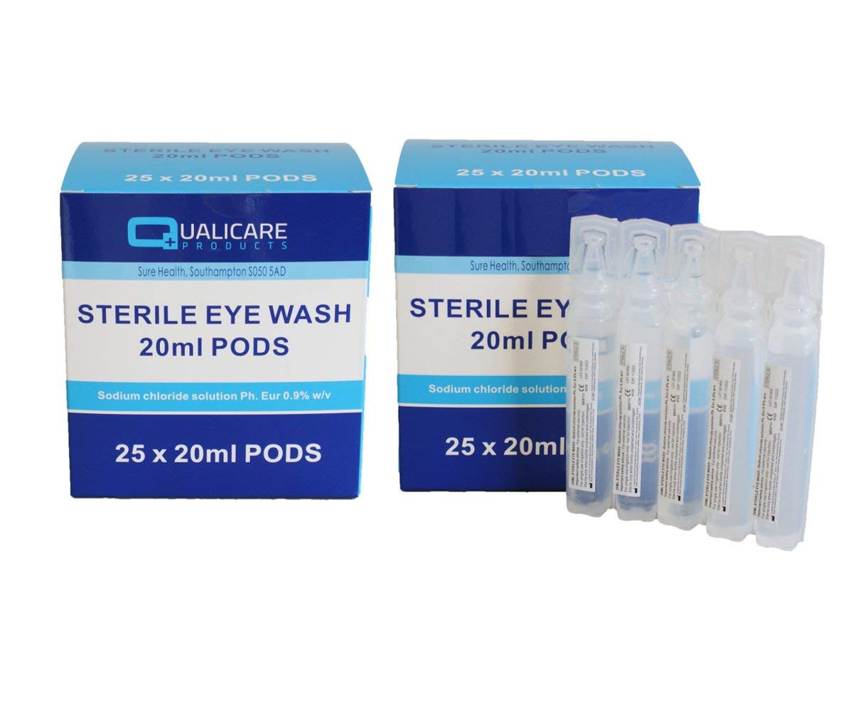 (PACK OF 50) First Aid Eye Wash Pods - Sterile Saline Eye Irrigation Solution