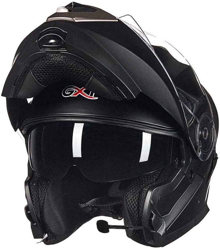 MJTK Modular Motorcycle Helmet, Bluetooth Dual Sun Visor Flip Helmet Racing 4 Season Helmet, DOT Safety Certified, M/L/XL (55-62CM)