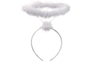 Funcredible White Angel Halo Headband - Feathered Halo - Halloween Headband - Angel Costume Accessory - For Women, Men & Kids