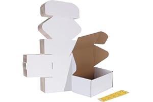 HORLIMER 10 Pack 6x4x3 Shipping Boxes, White Corrugated Cardboard Box for Mailing, Packaging, Small Business