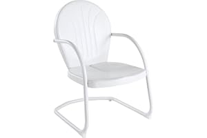 Crosley Furniture Griffith Outdoor Chair, Retro Metal Patio Chairs for Dining, Porch, Deck, Balcony, White