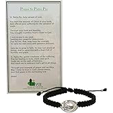 Saint Padre Pio Woven Medal Charm Bracelet with Prayer to St. Padre Pio Holy Card | Great Catholic Gift for First Holy Communion and Confirmation | Made in Italy