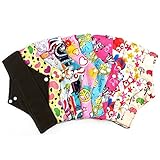 HailiCare 9.8 Inches Reusable Sanitary Pads, Pack of 10 - Regular Flow, Washable Menstrual Cloth Panty Liners with Bamboo-charcoal Absorbency, Random Color