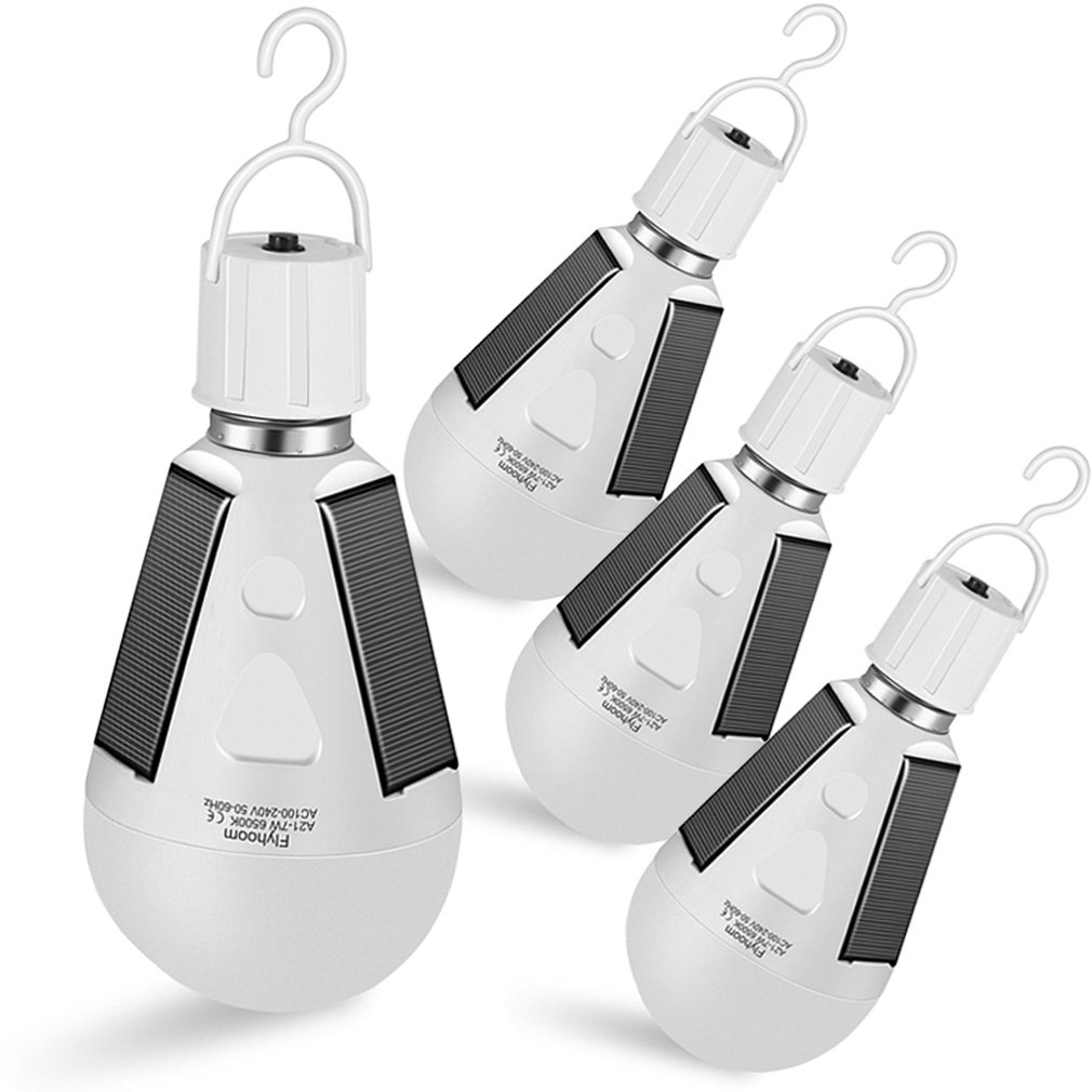 Flyhoom 4 Pack Rechargeable Solar Powered Camping Lights