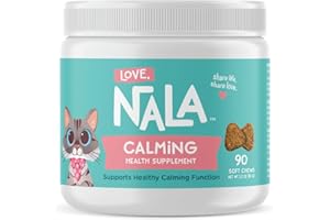 LOVE, NALA - Calming Health Supplement for Cats - 90 Soft Chews - Chamomile, Valerian Root, L-Theanine, and L-Tryptophan - Natural Calming Aid - 3.2 oz