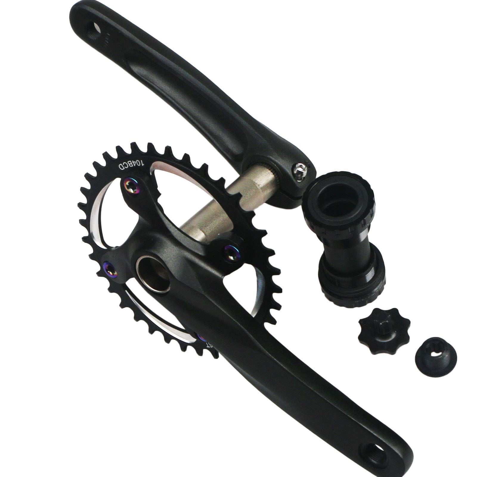 Photo 1 of GANOPPER 32T Single Speed Crankset 1X MTB Crank Arm Set 104 BCD Narrow Wide Teeth 9s 10s 11s Road Bicycle Crankset with 68mm 73mm Bottom Bracket