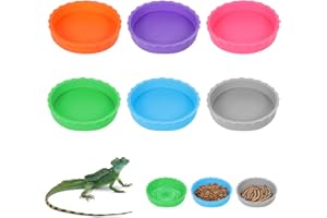 THINP 6 PCS Crested Gecko Food and Water Bowl, Reusable Silicone Reptile Feeding Cups for Lizard Anoles Bearded Dragons Tank Terrarium Accessories Supplies for Tortoise, Crab and Small Pet 6 Colors