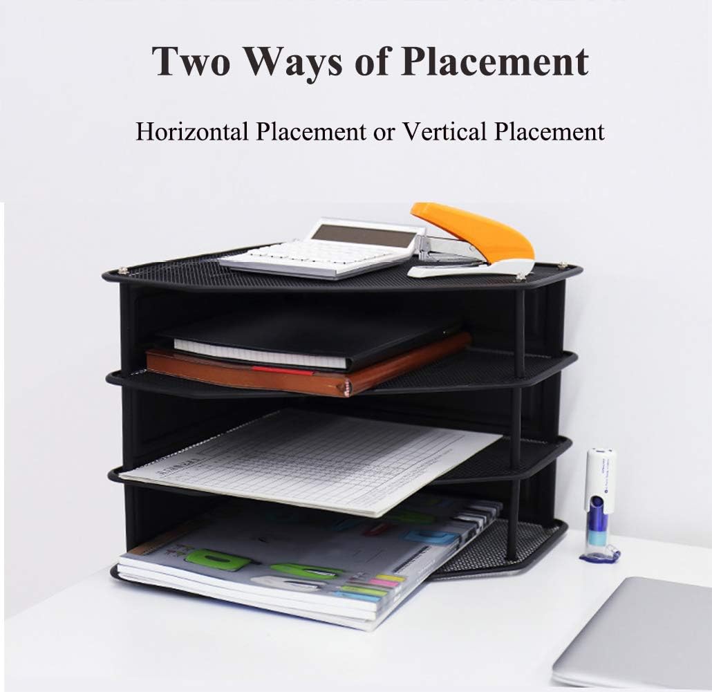 Mesh Magazine File Rack Holder, Magazine Holders Frames for Desk Magazine Rack Metal Magazine Holder 3 Mesh Compartments Mesh Magazine File Rack Holder Desk Book Sorter for Paper Magazine Documents - Image 5