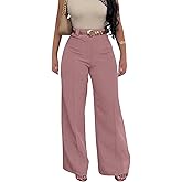 LAJIOJIO Women's Dress Pants High Waisted Wide Leg Pants Straight Leg Stretchy Work Teacher Pants