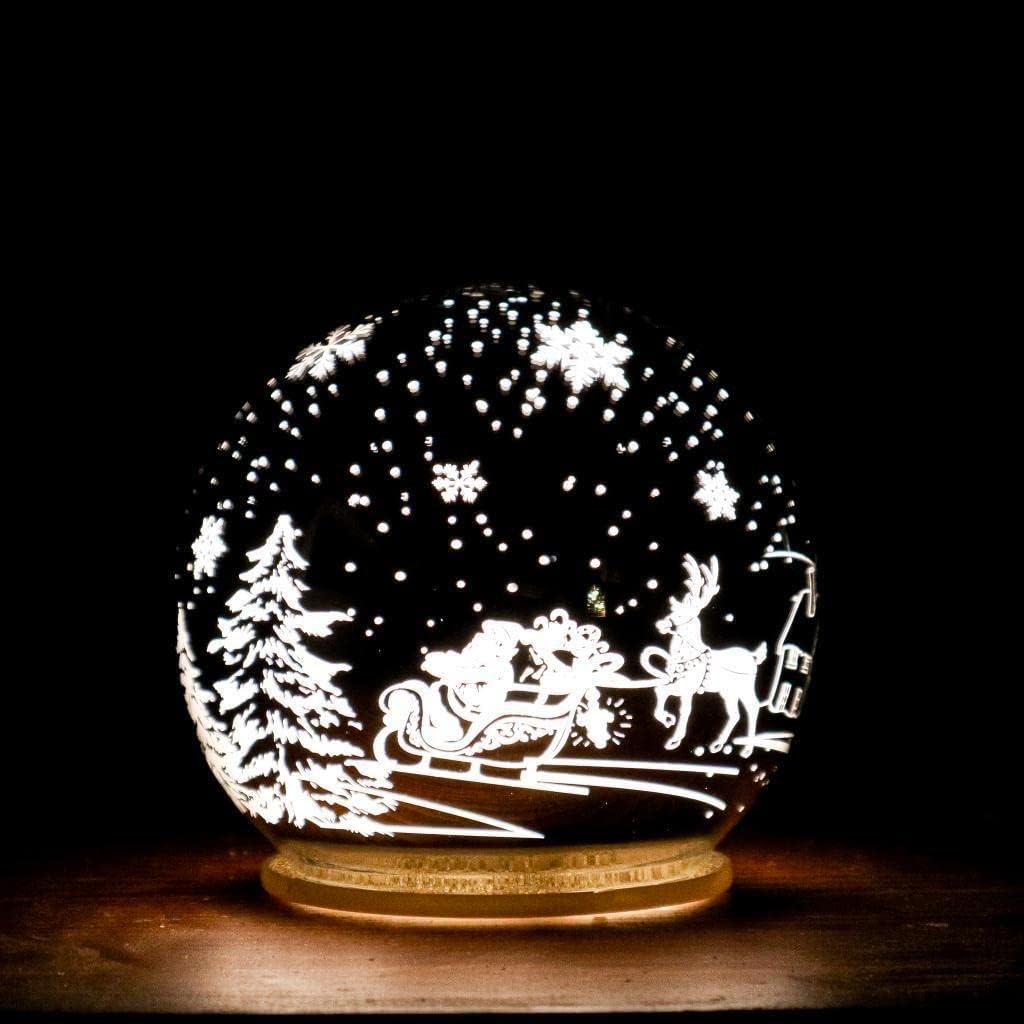 Snow Globes - Christmas Decor Lovely Reindeer Sled Snow Globe – 4.7 x 5.1 Inches