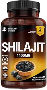 New Leaf Shilajit Capsules 1400mg 60% Fulvic Acid 120 Caps UK Made view 1