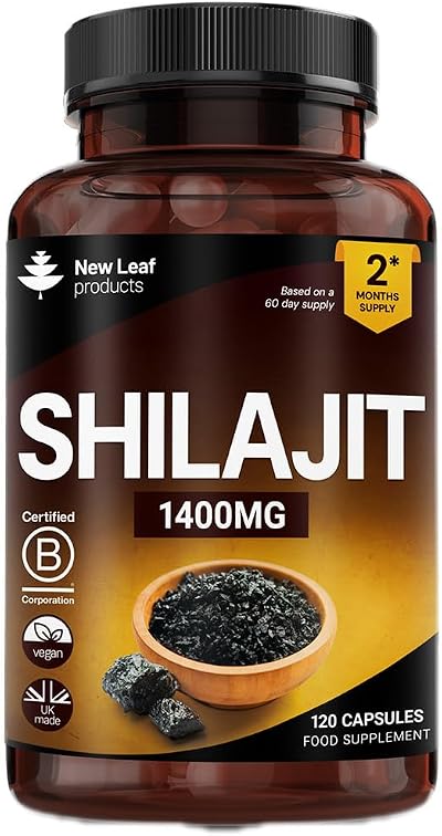 New Leaf Shilajit Capsules 1400mg 60% Fulvic Acid 120 Caps UK Made