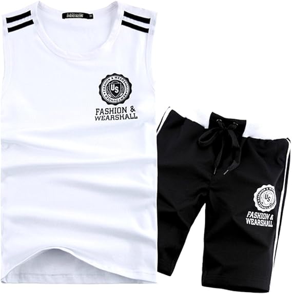 Amazon Sebles 動きやすいノースリーブのスポーツウェアセットアップ メンズ かっこいい トレーニング ホワイト ブラック Xxxxl アウトドア ボーイズ 通販