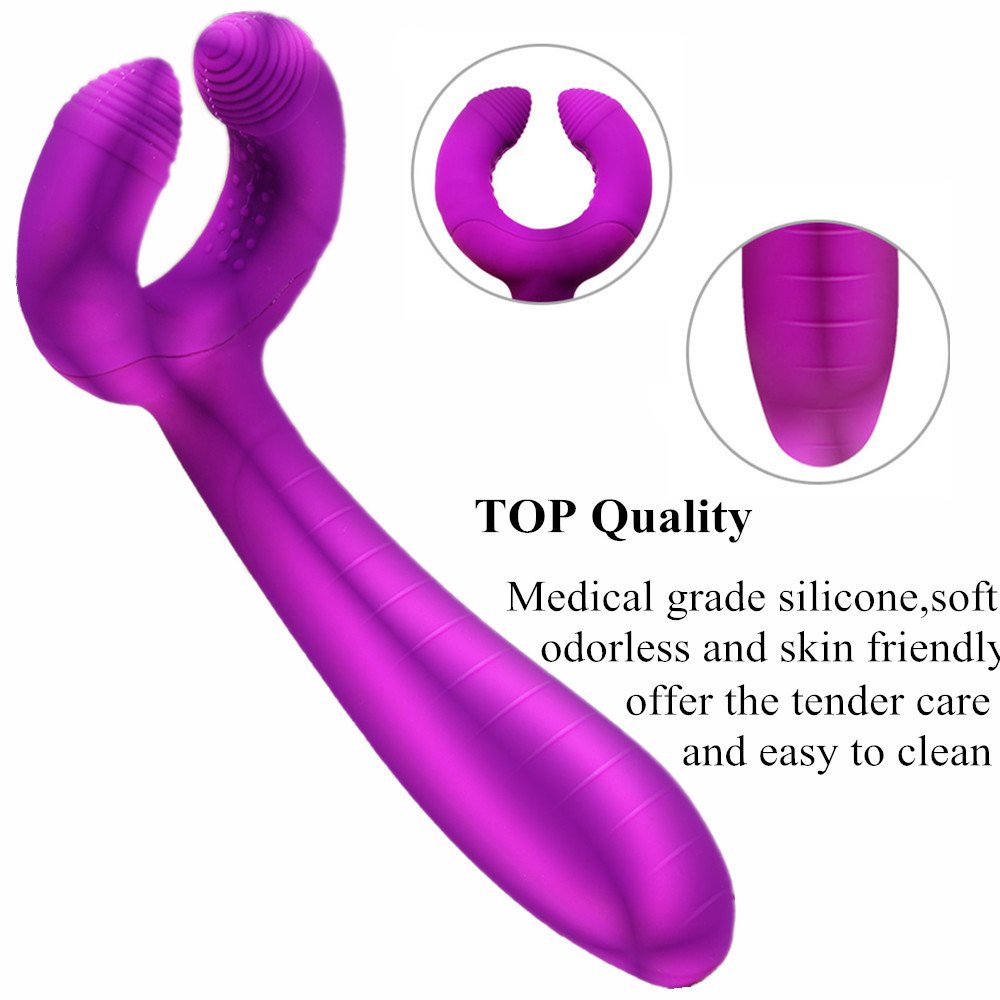 Silikon Dreifacher Vibrator für Sie Klitoris und G Punkt Paarvibrator mit Klitorisstimulation,Analvibratoren Prostata Stimulator mit 7 Vibrationmodi SexSpielzeug für Frauen und Paare