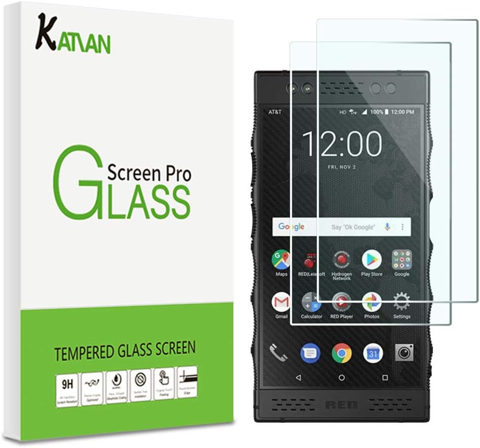 KATIAN [2 Pack] RED Hydrogen One Screen Protector, HD Clear Protector [Anti-Scratch] [No-Bubble] [Case-Friendly], 9H Hardness Tempered Glass Screen Film for RED Hydrogen One