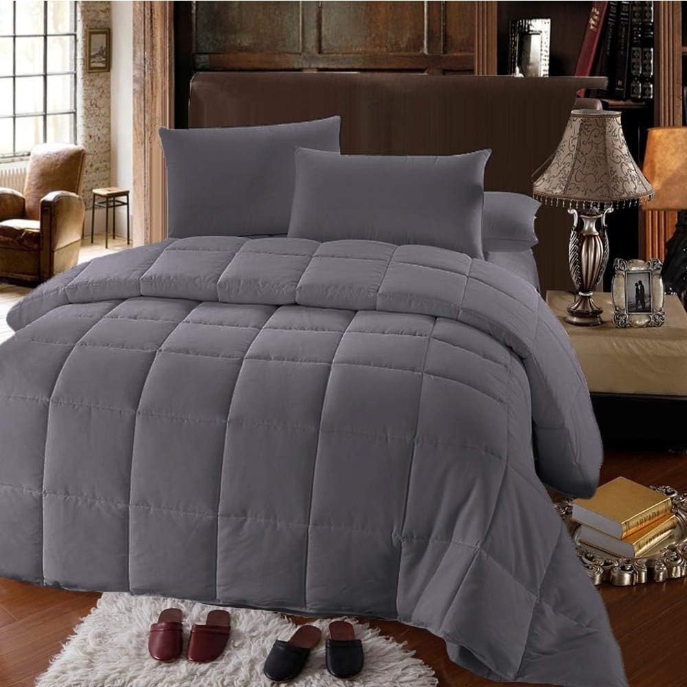 Experience Lavish Comfort with This Oversized King Gray Down Alternative Comforter; All for Season Convenience and Silky Soft Microfiber with
