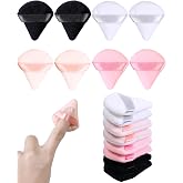 Glavatrix 8 PCS Mini Powder Puff, Finger Setting Powder Puffs for Face, Small Velour Triangle Makeup Sponge (Black+White+Nude+Pink)