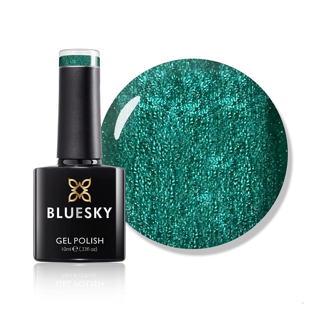 Bluesky Gel Nail Polish, Saint Yyf10, Green Glitter, Long Lasting, Chip Resistant, 10 ml (Requires Drying Under UV LED Lamp)