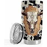 SANDJEST Skull Cow Tumbler 20oz Stainless Steel Insulated Tumblers Coffee Travel Mug Cup Cows Gifts for Men Women Gift for Birthday Christmas