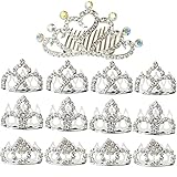 kilofly 13pc Princess Party Favor Crown Crystal Rhinestone Tiara Hair Comb Clip