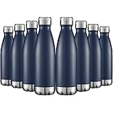 HASLE OUTFITTERS 17oz Stainless Steel Water Bottles Bulk, Vacuum Insulated Water Bottles Double Walled Powder Coated Reusable Metal Sports Water Bottles Keep Drinks Hot and Cold, Navy, 8Packs