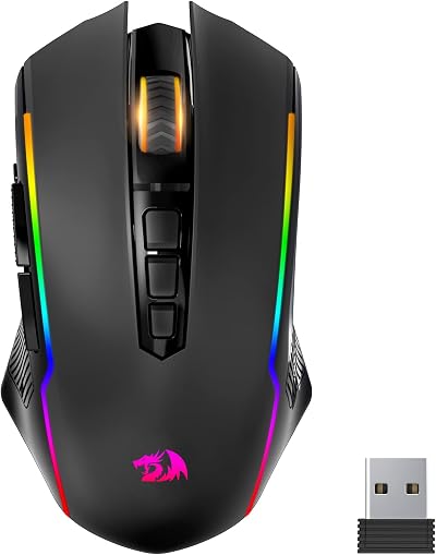 Redragon Wireless Gaming Mouse 9 Programmable Buttons RGB DPI 250-8000 KS