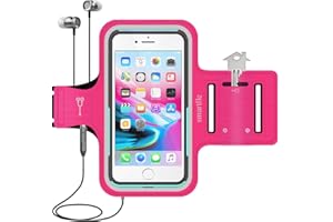 smartlle Arm Phone Holder for Running, Armband Cellphone for iPhone 15 14 13 12 11 Pro Max/XR/8 7 6s Plus, for Galaxy A/S/Note Up to 6.9’’, for Exercise Gym Fitness Sports Gear -Pink