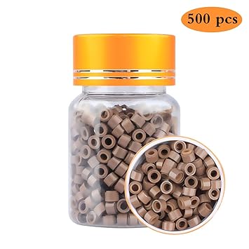 Dansee Light Brown 500pc 5mm Silicone Micro Link Rings Lined