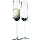 NutriChef Kitchen 12.5 Ounce Champagne Flutes Set of 2, Hand Blown, Crystal Clear Champagne Glasses for Parties, Weddings Party, New Year, Christmas and Toasting