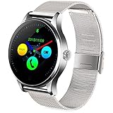 GBlife K88H Bluetooth Smart Watch Fitness Tracker with Heart Rate monitor for iOS and Android (Silver + Stainless Steel Band)