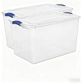 66 quarts of transparent storage box, stackable containers, 2 pieces set | Stackable, suitable for home, closet, garage, bathroom, and office storage and organization