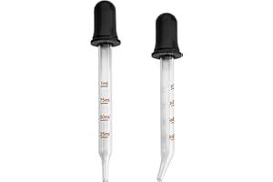 MEDca Eye Dropper - (Pack of 2) Bent & Straight Tip Calibrated Glass Medicine Droppers for Medications or Essential Oils Pipette Dropper for Accurate Easy Dose and Measurement (1 mL Capacity)