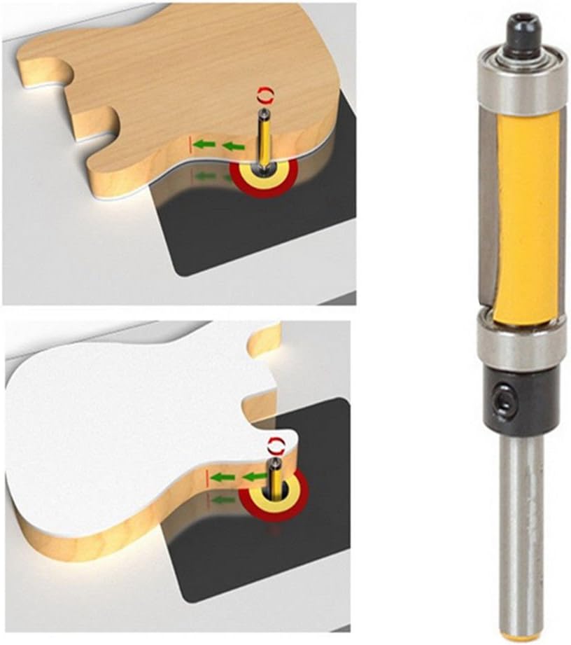 Winwill 1/4'' Shank Top & Bottom Bearing Flush Trim Router Bit for Woodworking