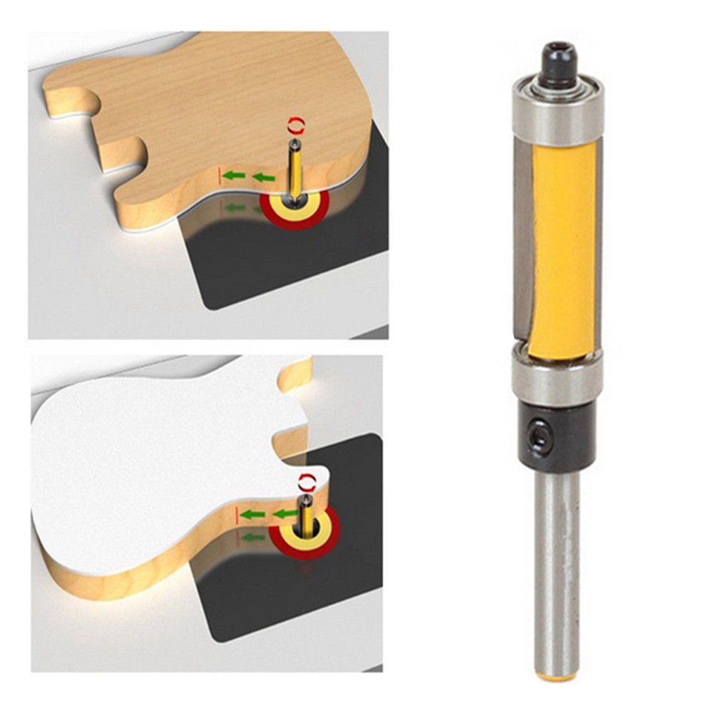 Winwill 1/4'' Shank Top & Bottom Bearing Flush Trim Router Bit for Woodworking