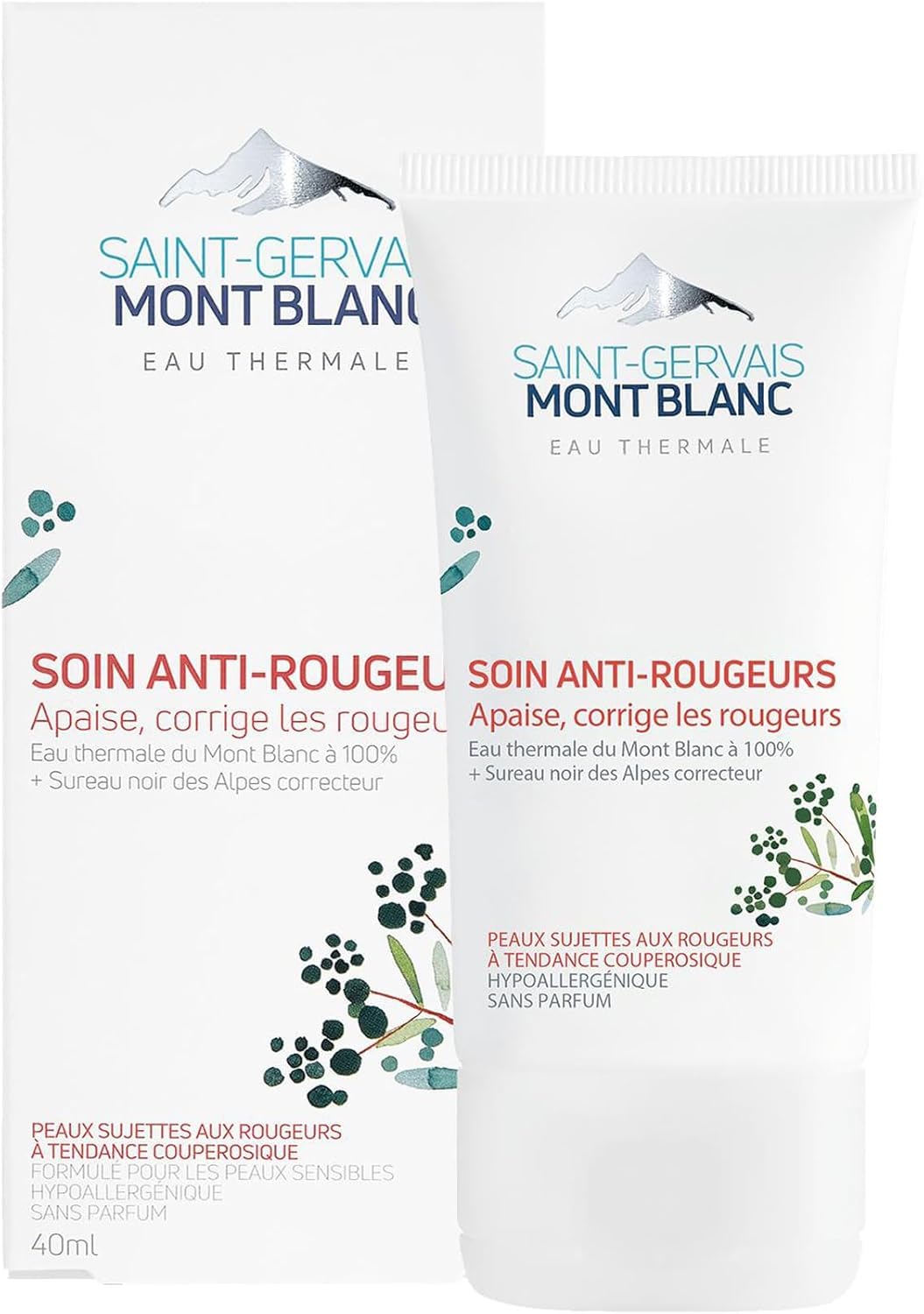 Saint-Gervais Mont Blanc -Anti-Redness Day Cream with Mont Blanc Thermal Spring Water for Sensitive Skin - Hypoallergenic - 40ml